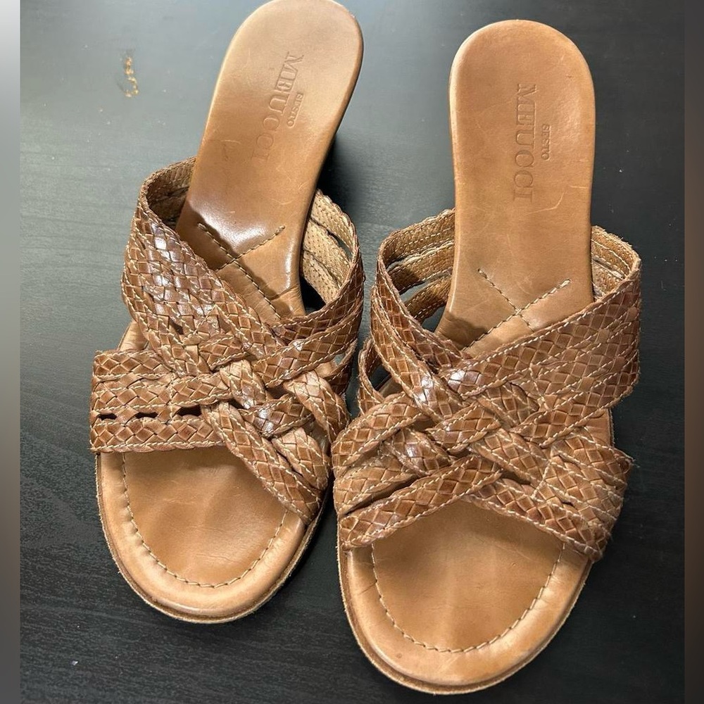 Sesto Meucci Brown Sandals with Woven Design